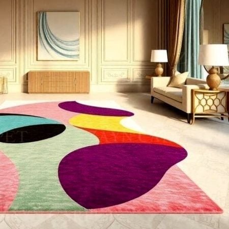 Handcrafted Pastel Abstract Modern Living Room Rug